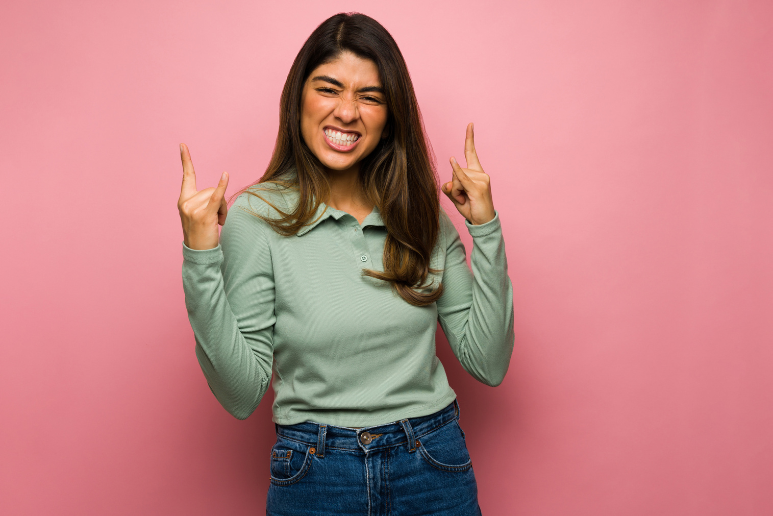 Confident woman celebrating